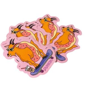 Dunkin Skateboarding Coffee Goat Stickers Lot of 9 NEW